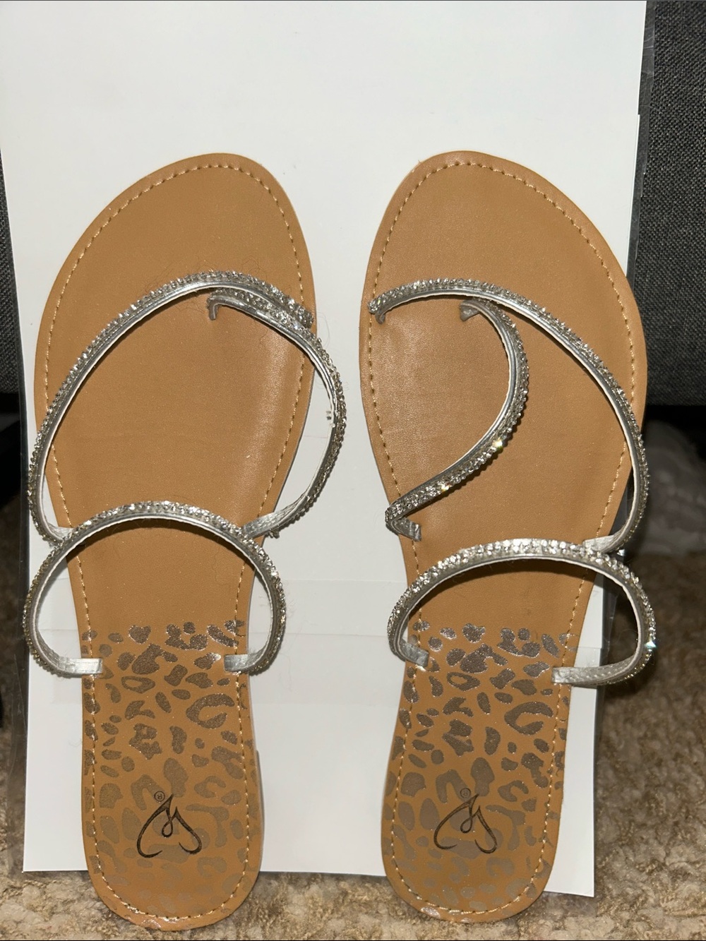 Women's Silver Strappy Rhinestone Sandals - Elegant Casual